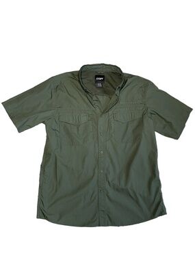 CQR Olive Green Short-Sleeve Tactical Button-Down Shirt (Size: Large)